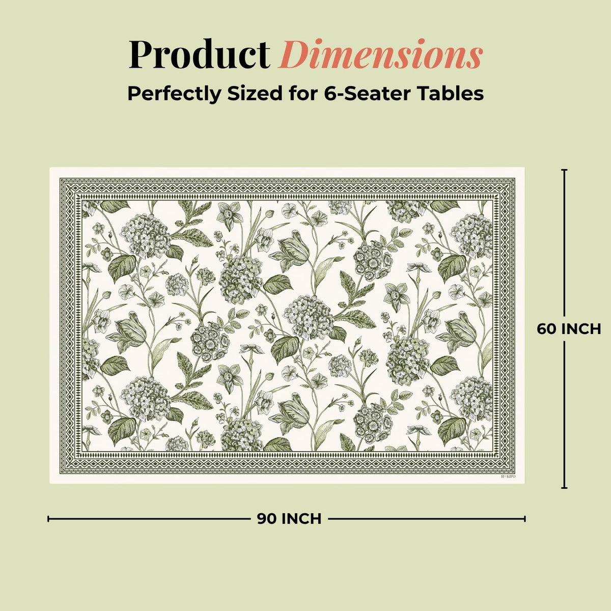HOKIPO Aesthetic Table Cloth for 6 Seater Dining Table, Olive Green - image 5