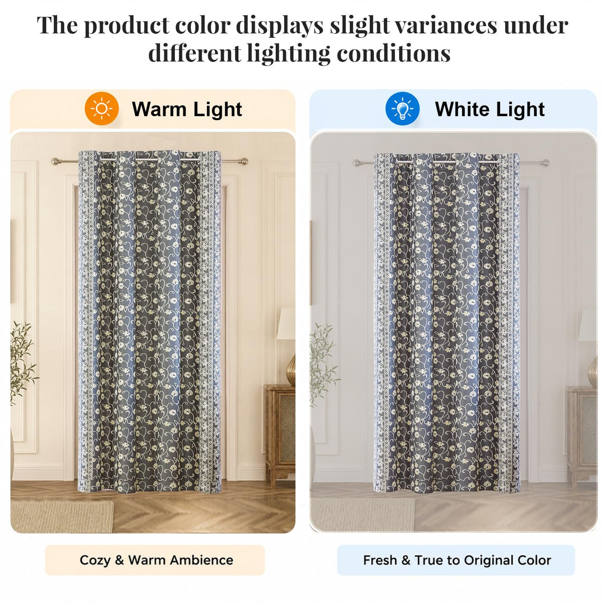 HOKIPO Shahi Bagh Eyelet Curtains, 7 Feet Long - Charcoal Grey - image 6