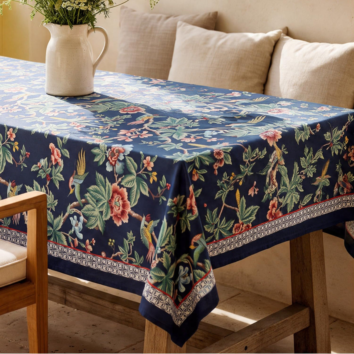 HOKIPO Festive Table Cloth for 6 Seater Table, Blue - image 7