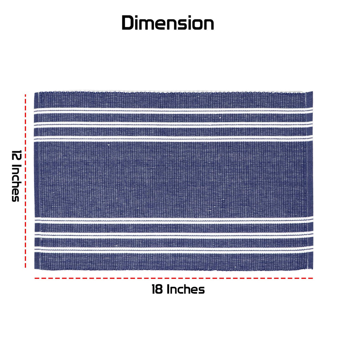 Ribbed Cotton Heat Resistant Dining Table Mat, Blue