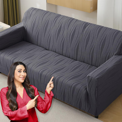 200gsm Knitting Jacquard Sofa Cover 1/2/3/4 Seater Fully Covered, Porpoise Grey