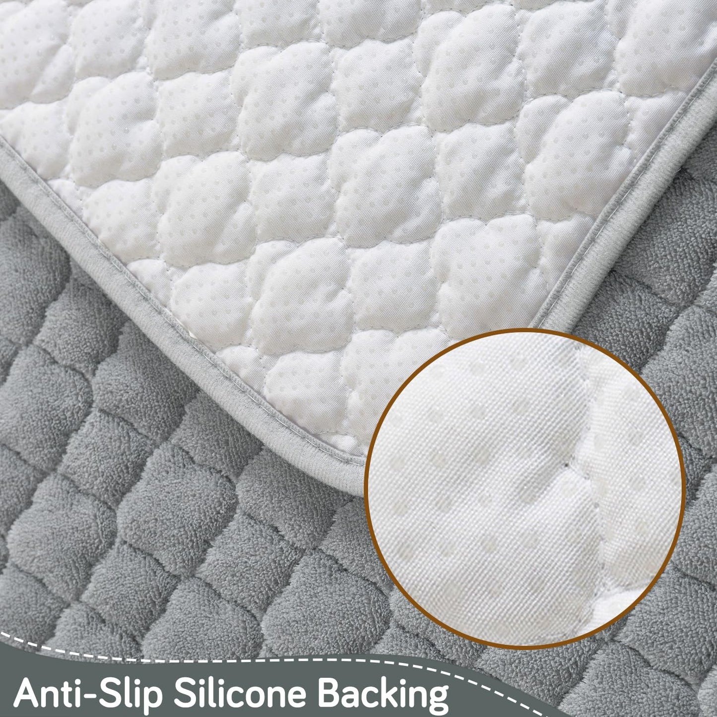 Diamond Plush Premium Quilted L Shape Sofa Cover Seat Mat, Grey