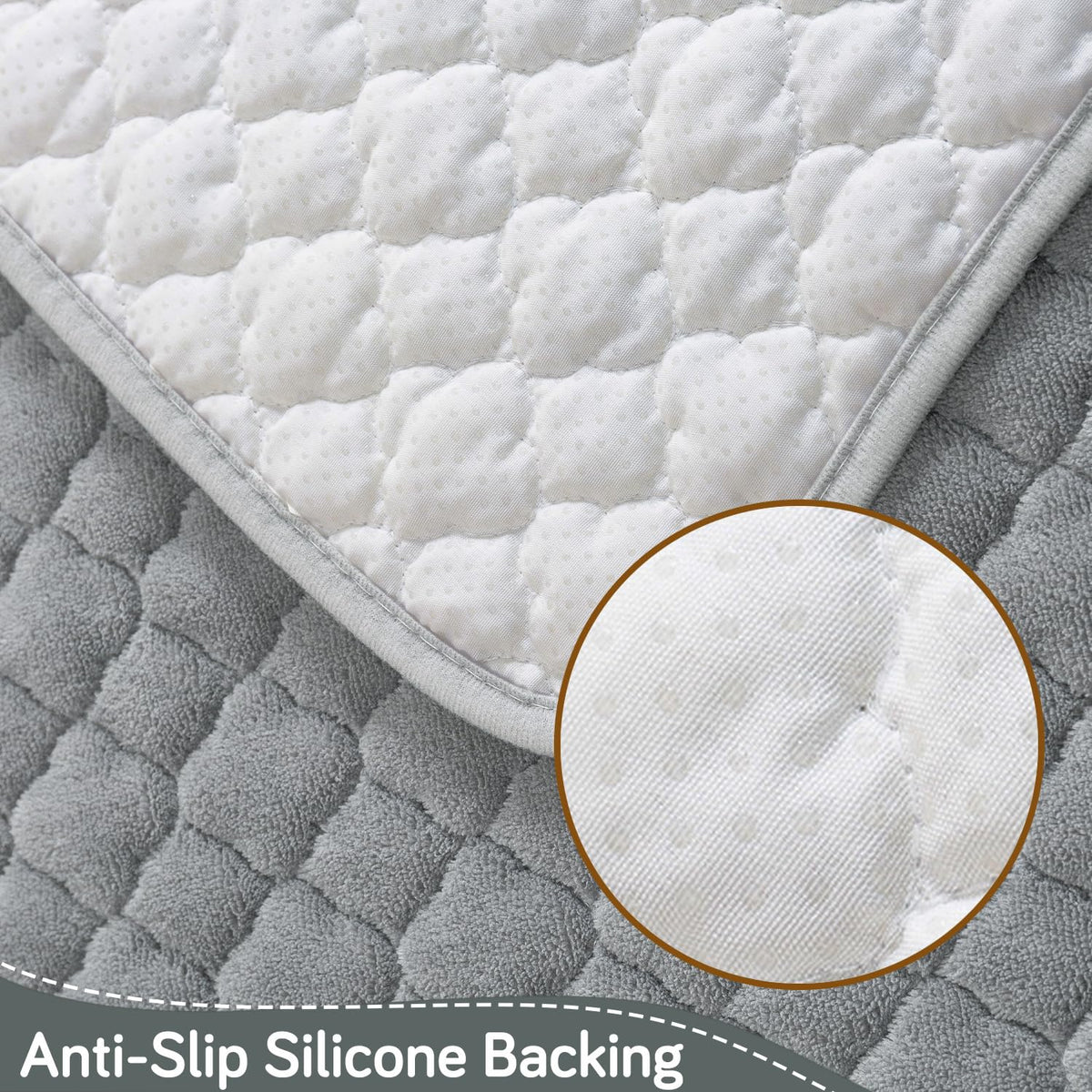 Diamond Plush Premium Quilted L Shape Sofa Cover Seat Mat, Grey