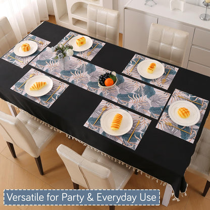 Artistic Flora PVC Washable Mats for Dining Table - Monstera Leaves