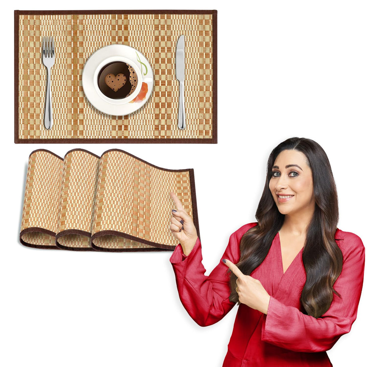 Heat Resistant Bamboo Dinner Mats, Beige