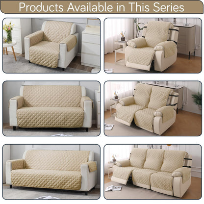UrbanQuilt Recliner Sofa Slipcover Mat with Dual Belt for 1/2/3 Seater - Beige