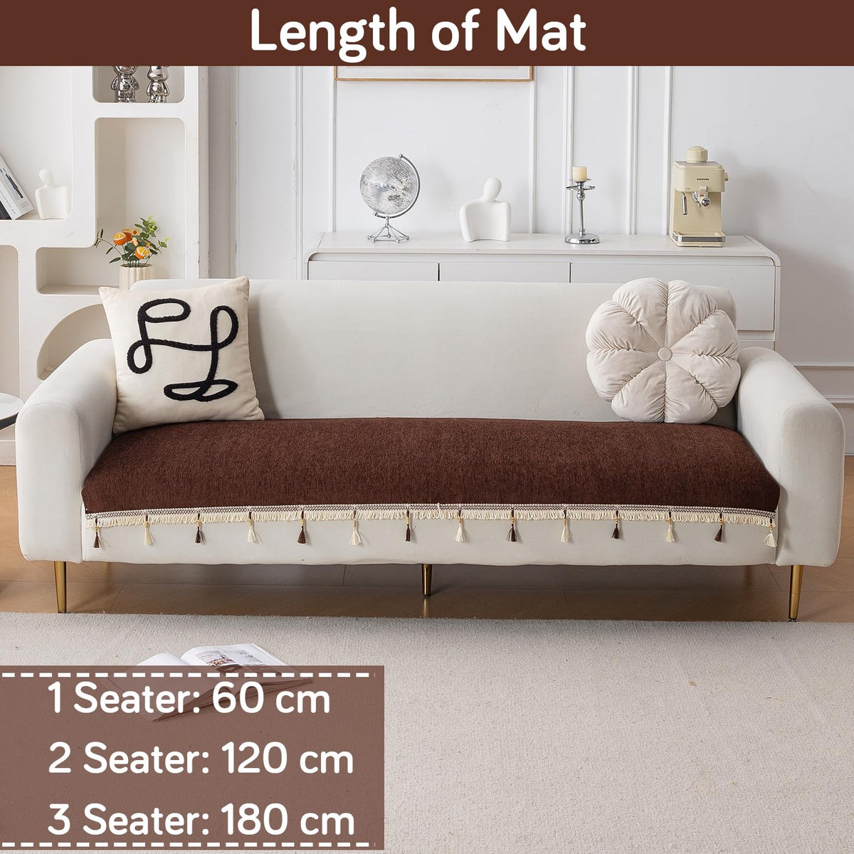 Serenity Tassel Chenille Sofa Cover with Tassel – Chestnut Luxe
