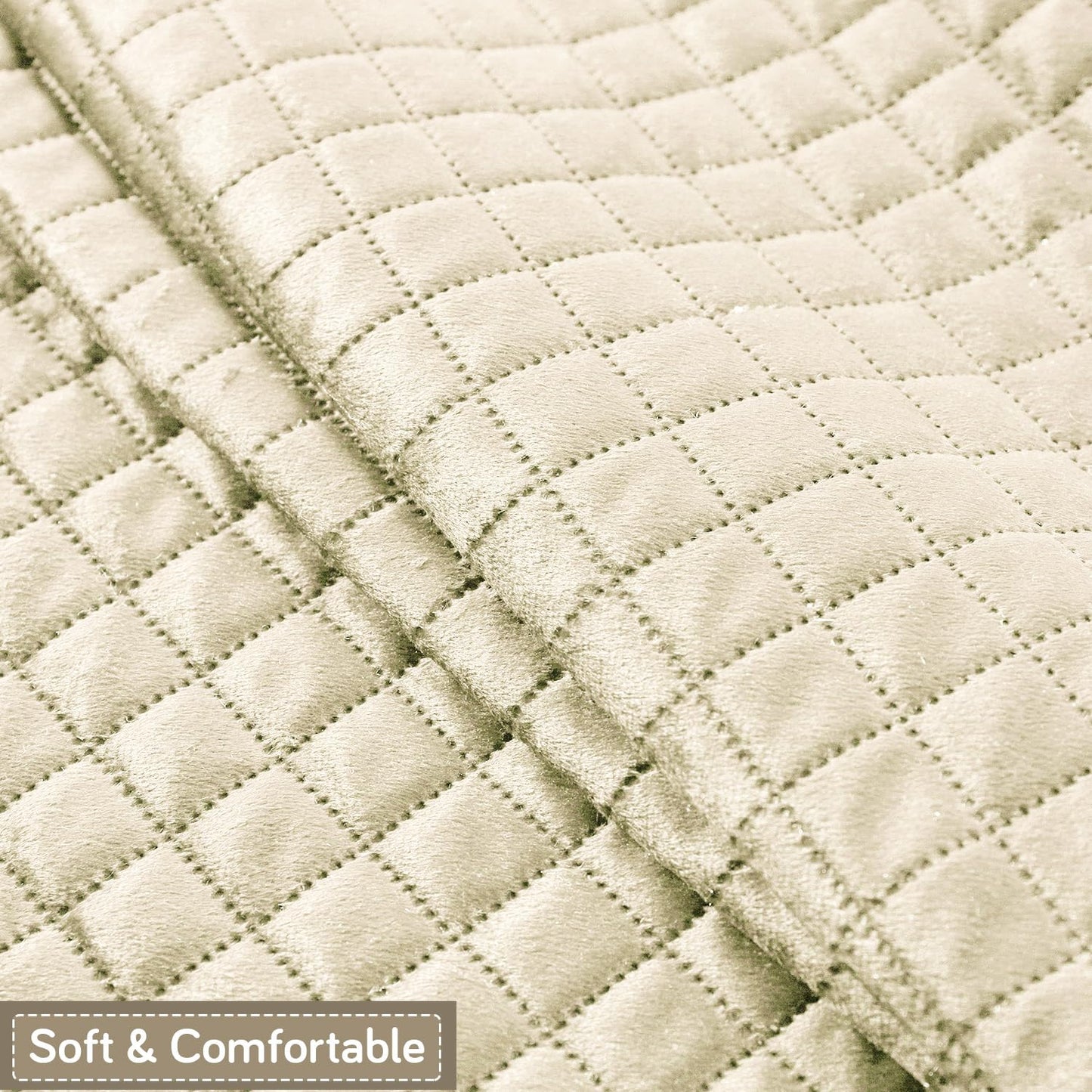 Quilt Classic 5-Seater Sofa Cover (3+1+1), Beige