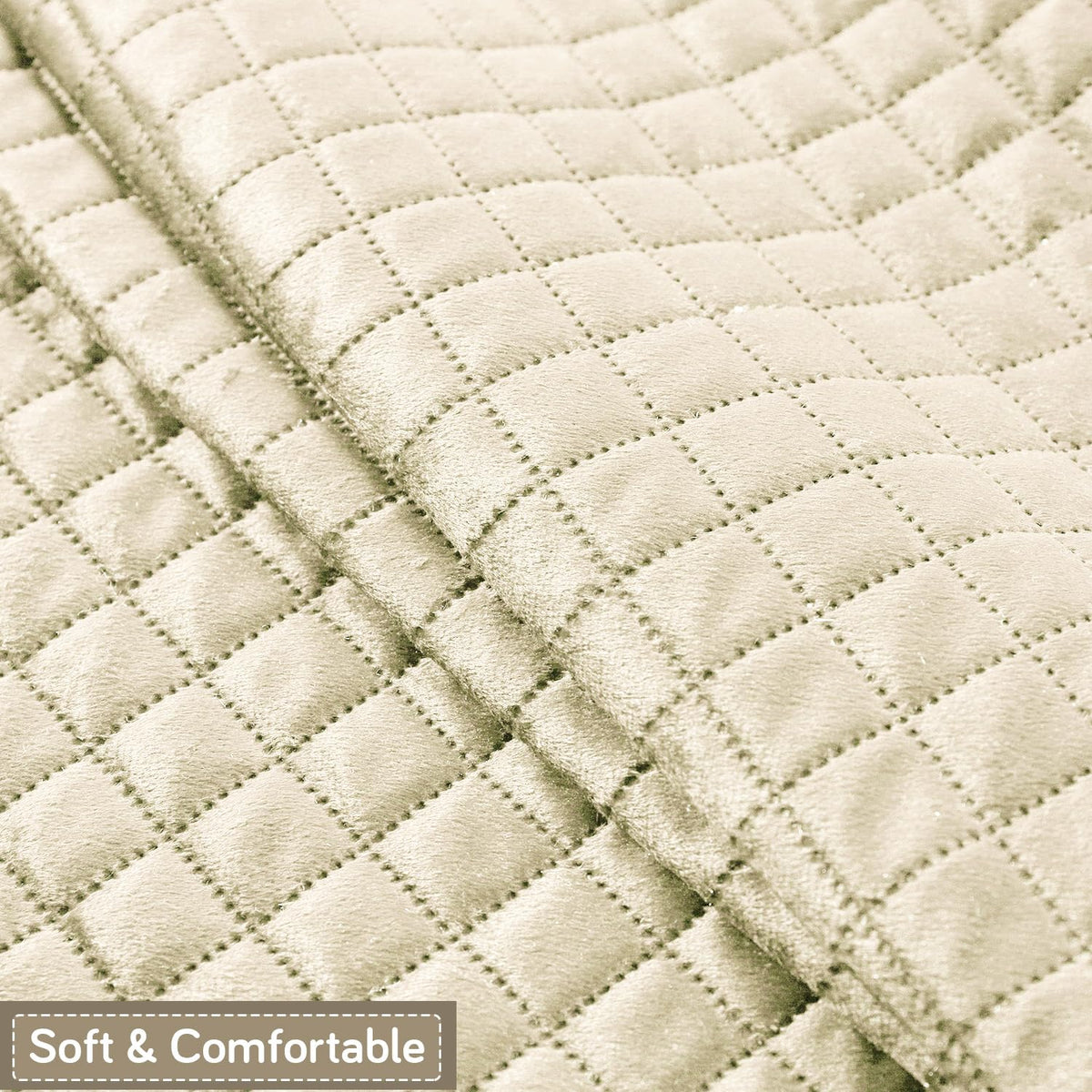 Quilt Classic 5-Seater Sofa Cover (3+1+1), Beige