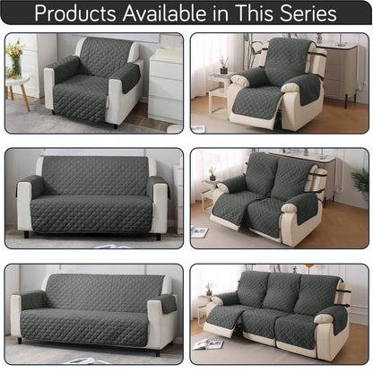 UrbanQuilt Recliner Sofa Slipcover Mat with Dual Belt for 1/2/3 Seater - Anchor Grey