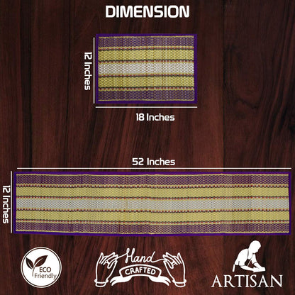 Handmade Madurkathi River Grass Dining Table Mats, Purple