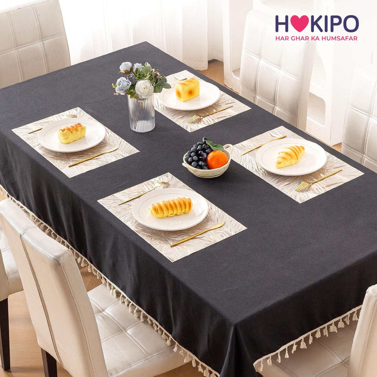 Metallic Glow Mats for Dining Table, Areca Palm Leaves - Champagne Gold
