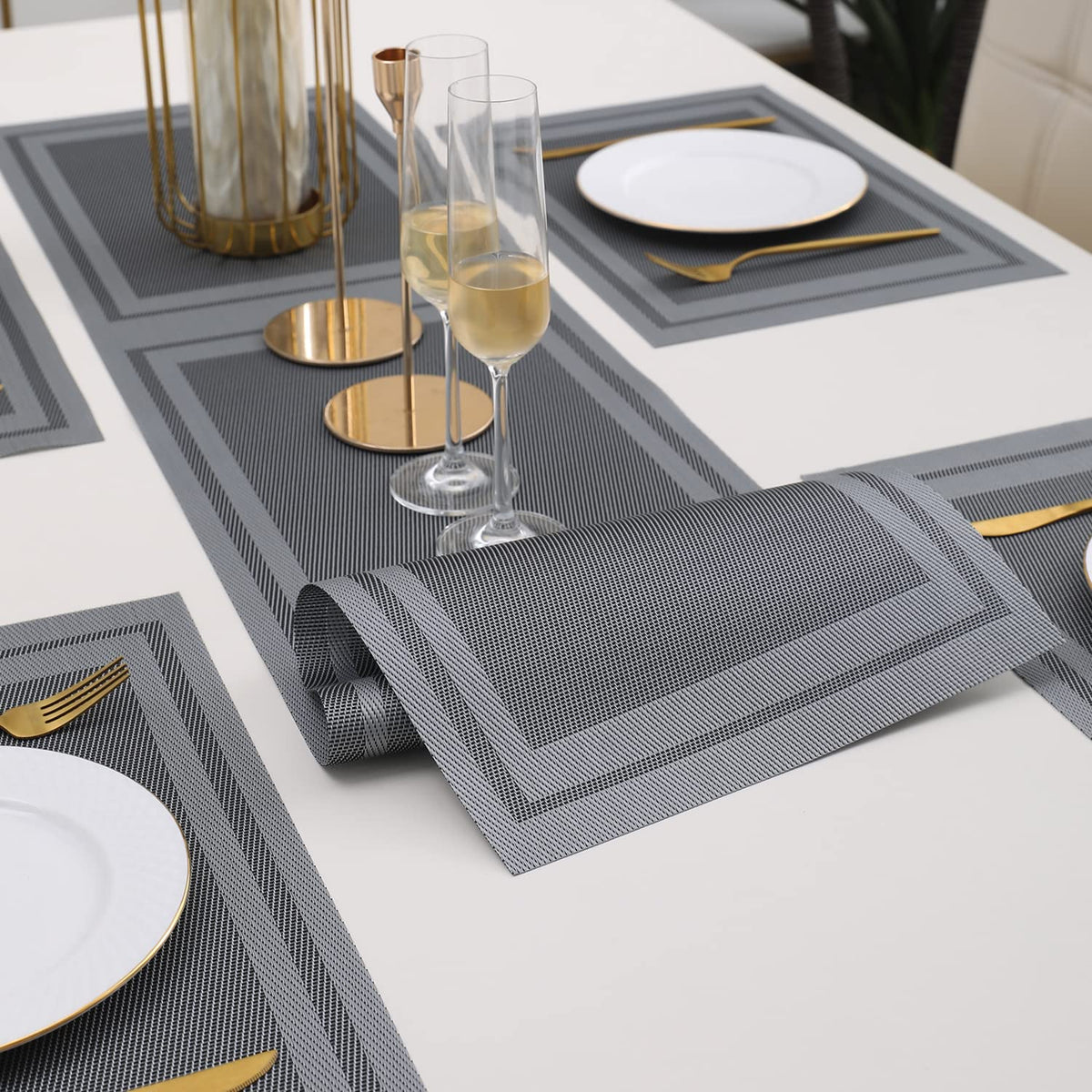 PVC Dining Table Mats, Grey
