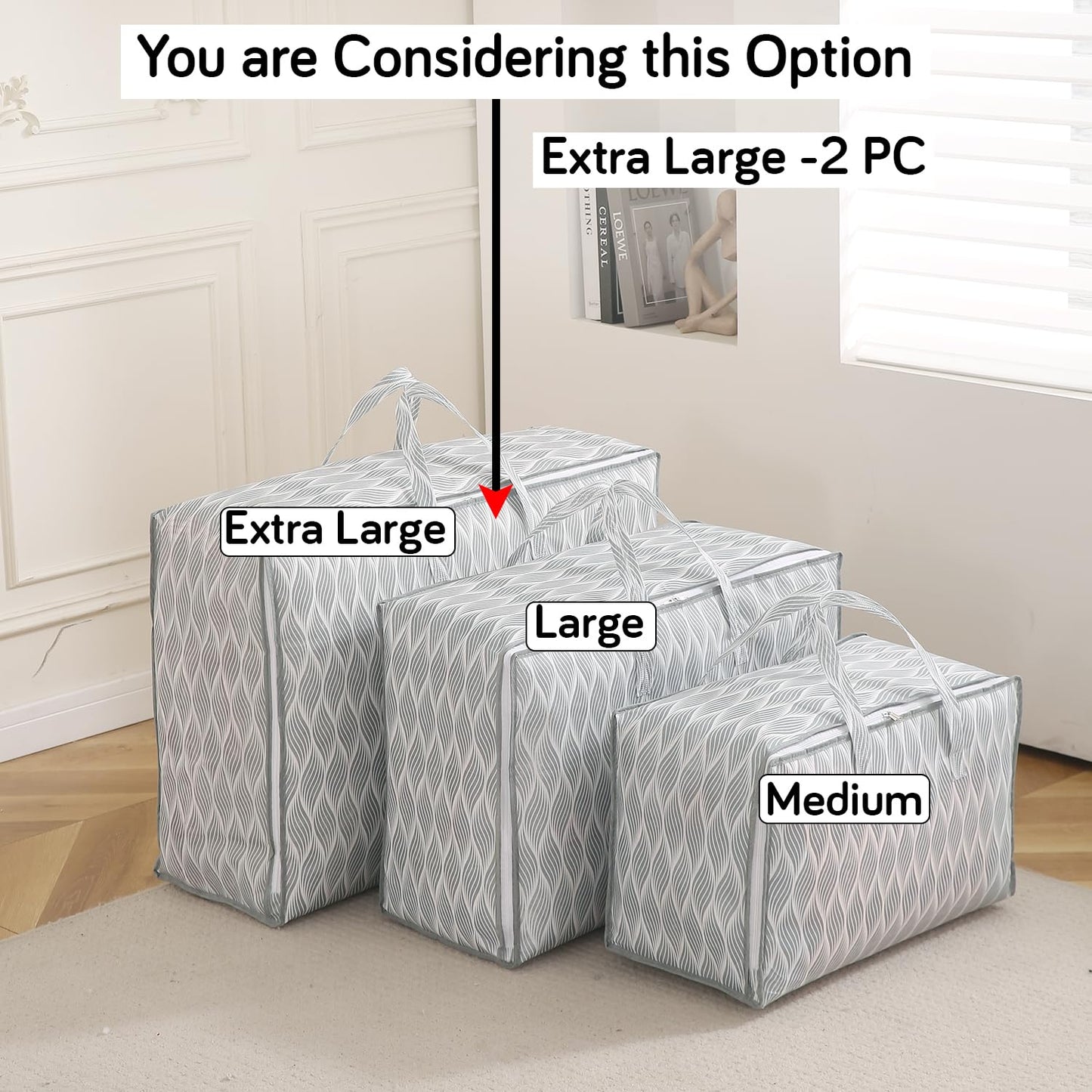 Foldable Clothes & Blanket Storage Bag – Moisture-Resistant, Zippered with Handles