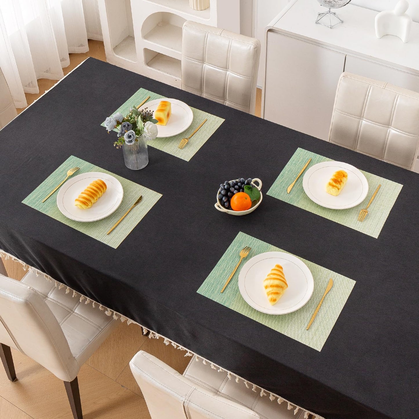 GradientHue PVC Mats for Dining Table - Meadow Mist