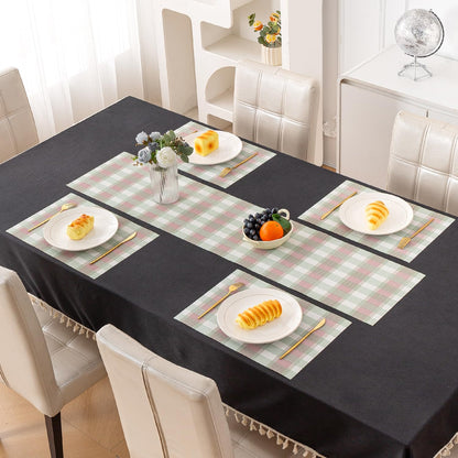 Classic Checks PVC Washable Mats for Dining Table - Mint Green