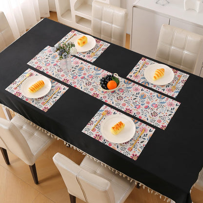 Artistic Flora PVC Washable Mats for Dining Table - Wild Daisies