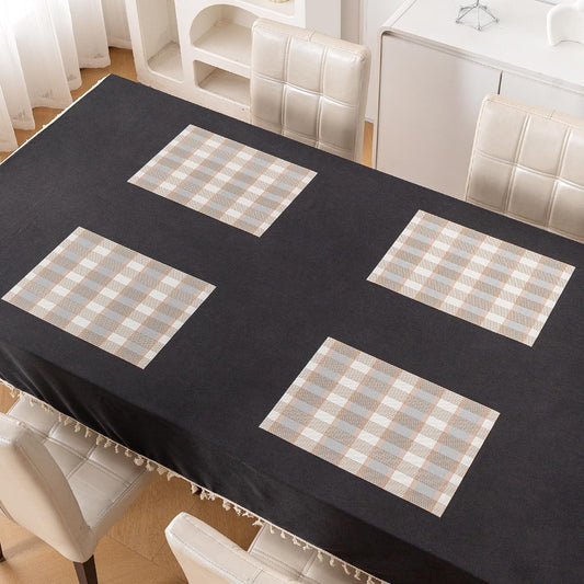 Classic Checks PVC Washable Mats for Dining Table - Stone Brown