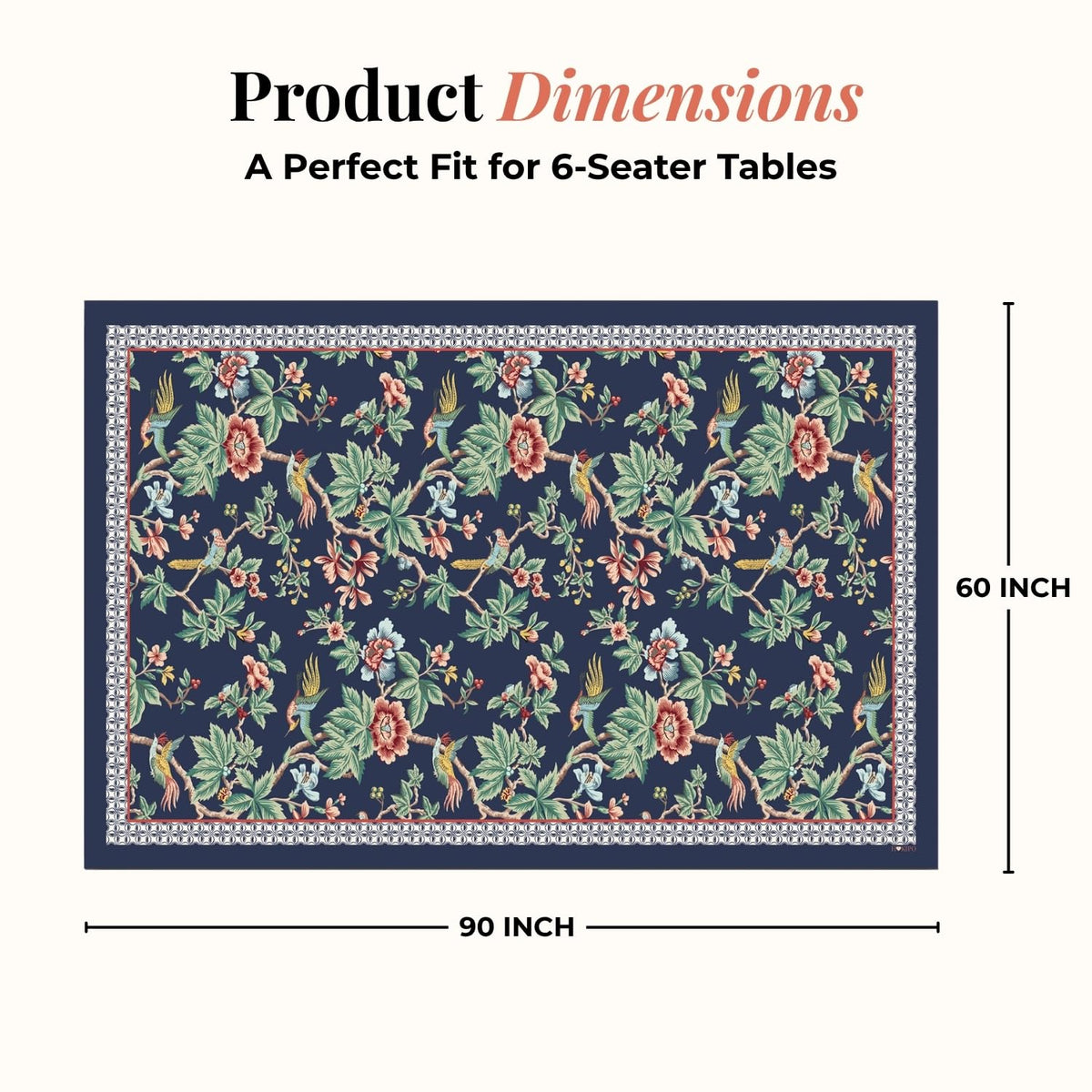 HOKIPO Festive Table Cloth for 6 Seater Table, Blue - image 5