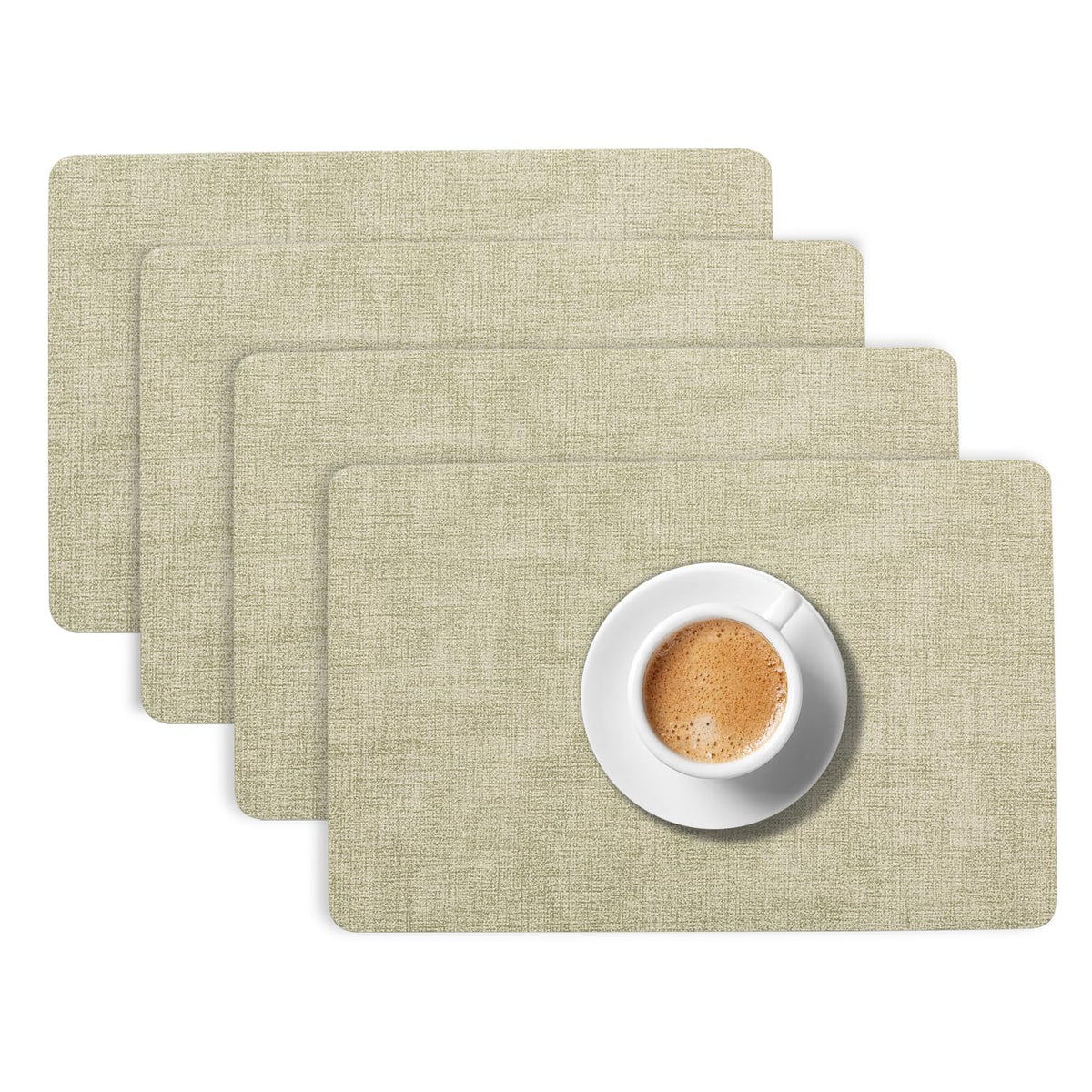 Modern Weaves Royal Luxe Faux Leather Mats for Dining Table - Pristine Green