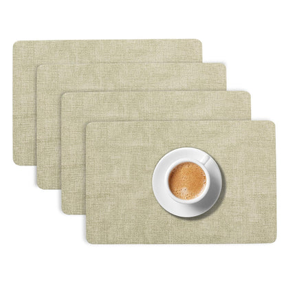 Modern Weaves Royal Luxe Faux Leather Mats for Dining Table - Pristine Green