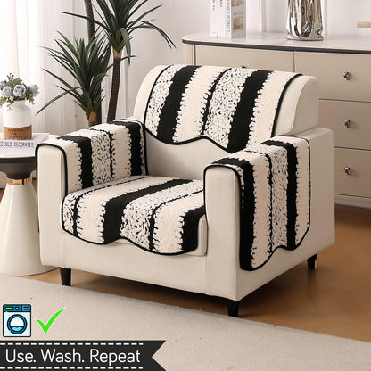 Luxury Wavy Anti Slip Plush Sofa Cover Mat, Black