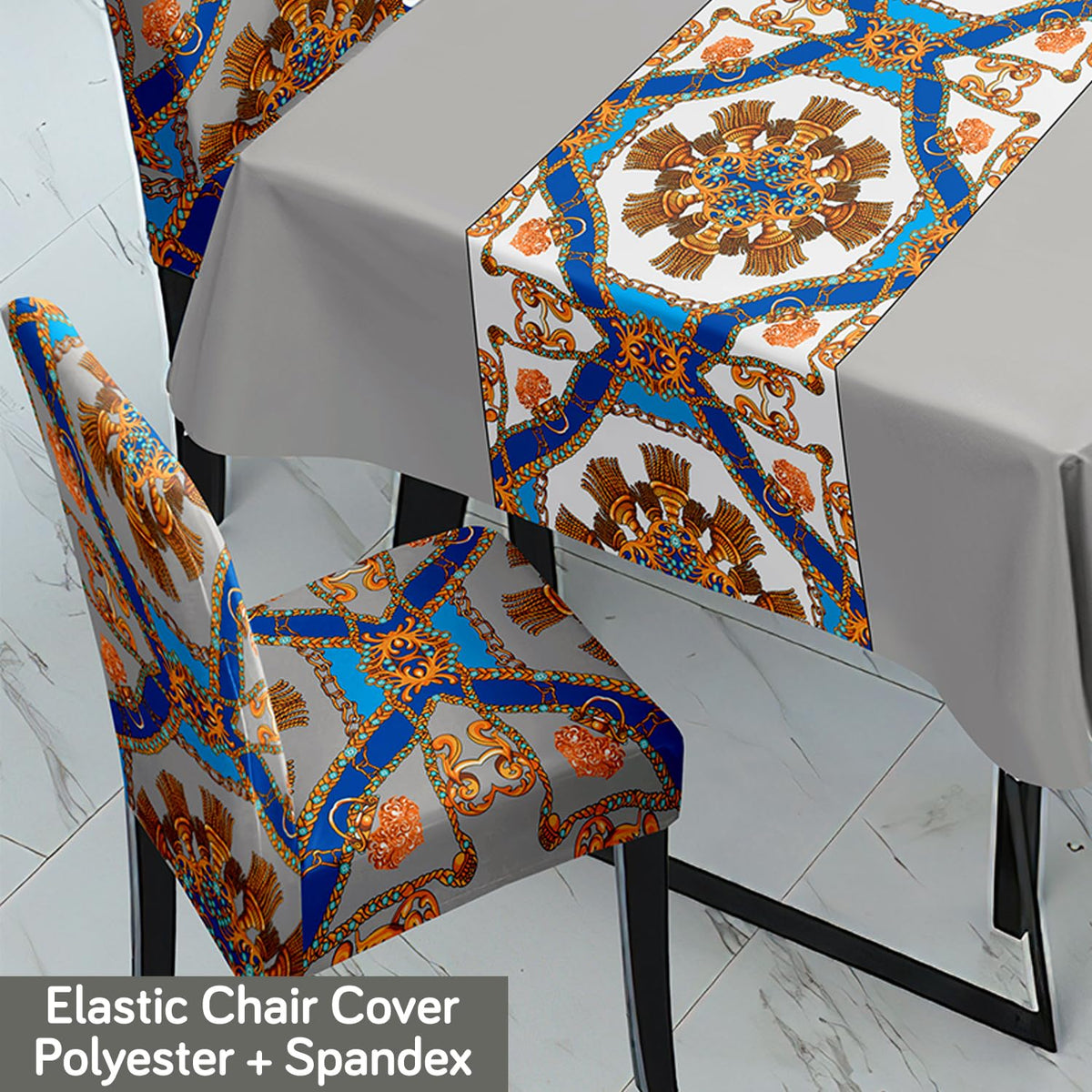 Grey Dining Table Cover with Chair Covers | 4/6 Seater