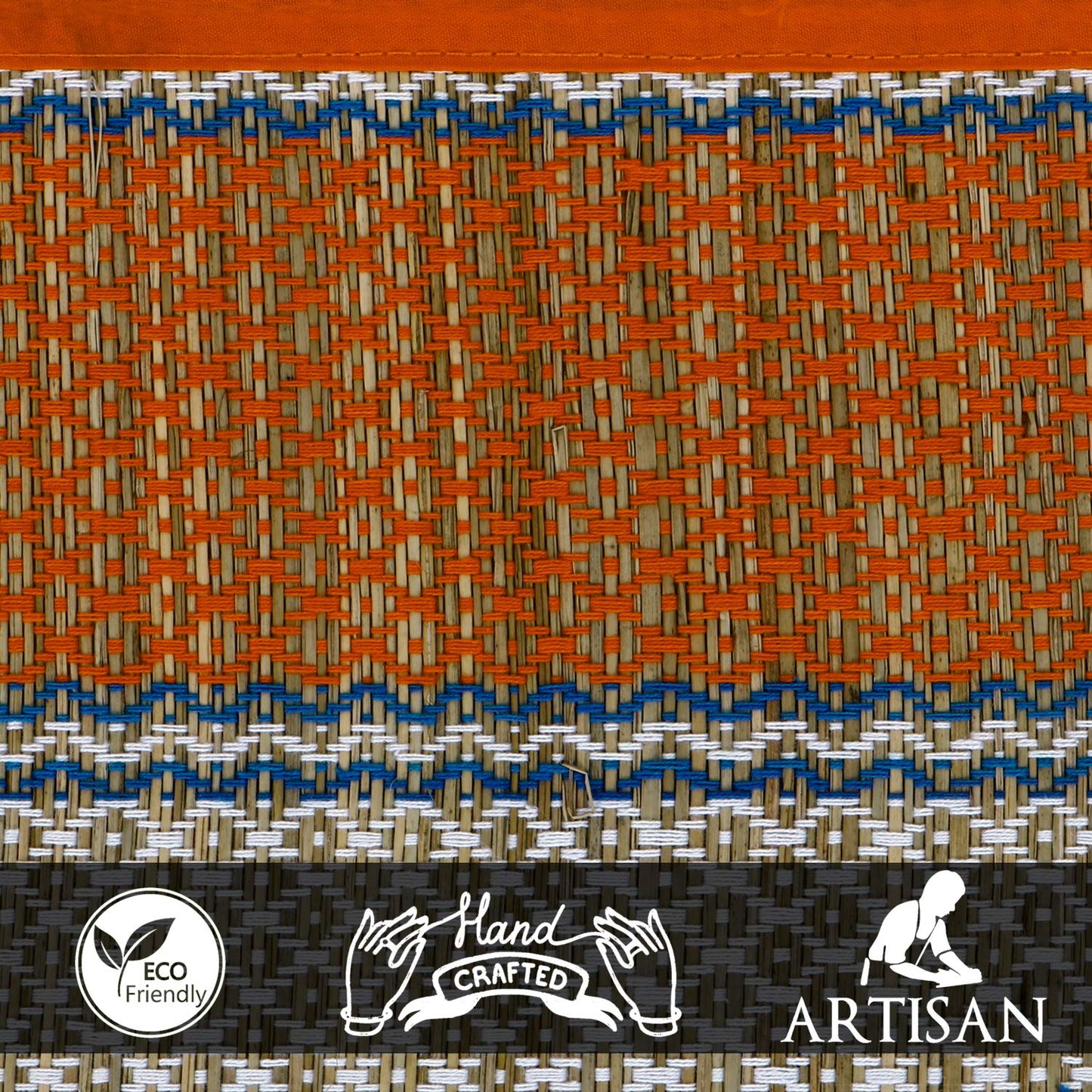 Handmade Madurkathi River Grass Dining Table Mats, Orange