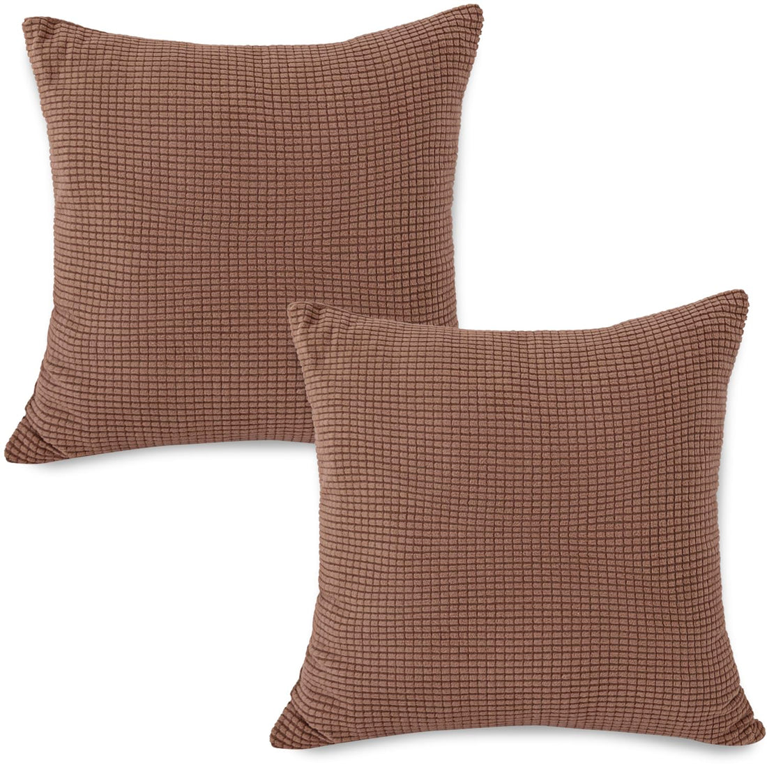 Premium Brown Colour Grid Texture Jacquard Cushion Cover | 18x18 Inch Size