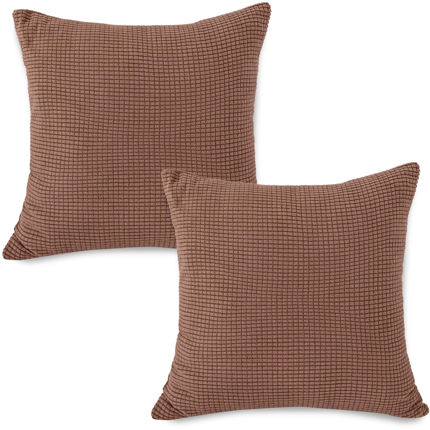 Premium Brown Colour Grid Texture Jacquard Cushion Cover | 18x18 Inch Size
