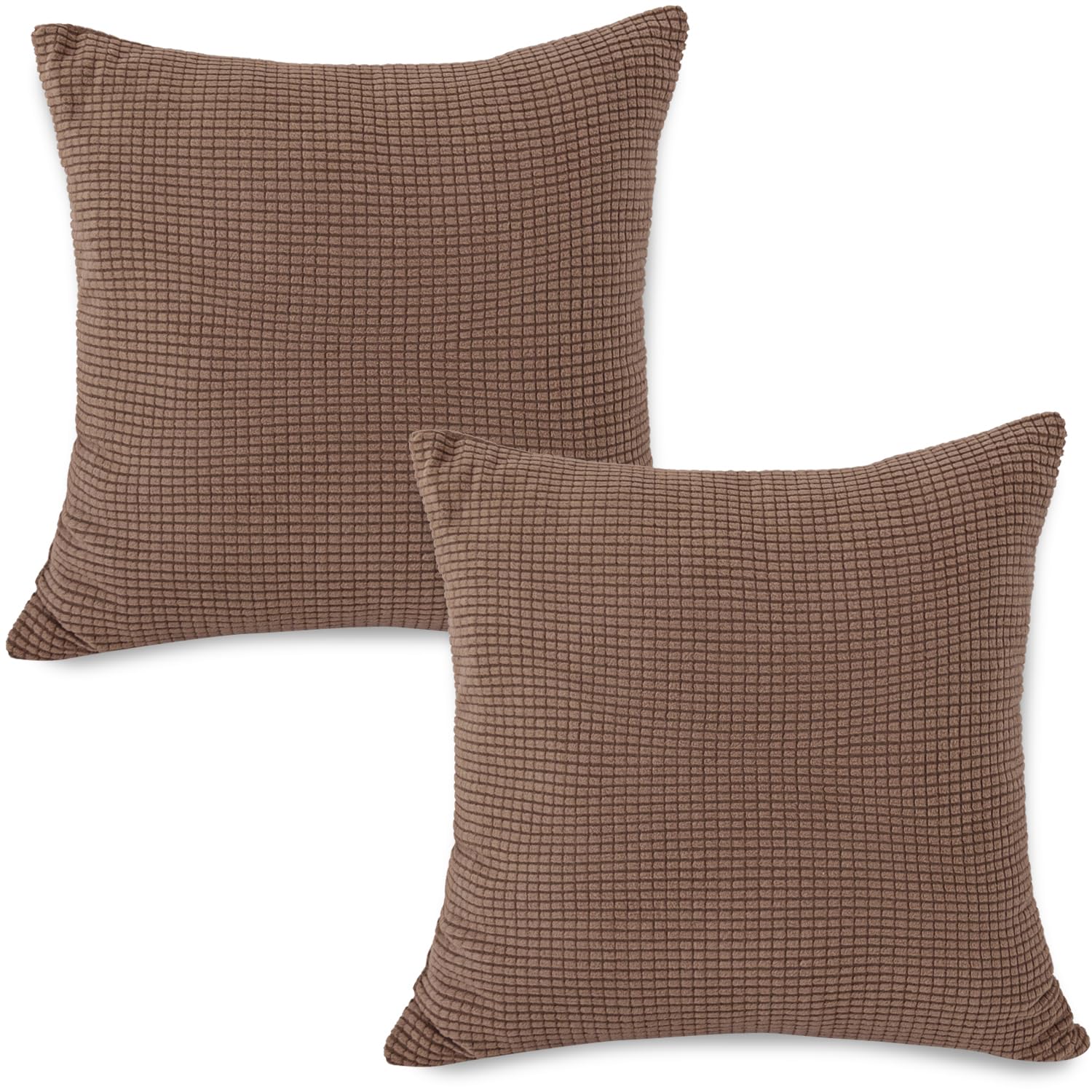 Premium Brown Colour Grid Texture Jacquard Cushion Cover | 18x18 Inch Size