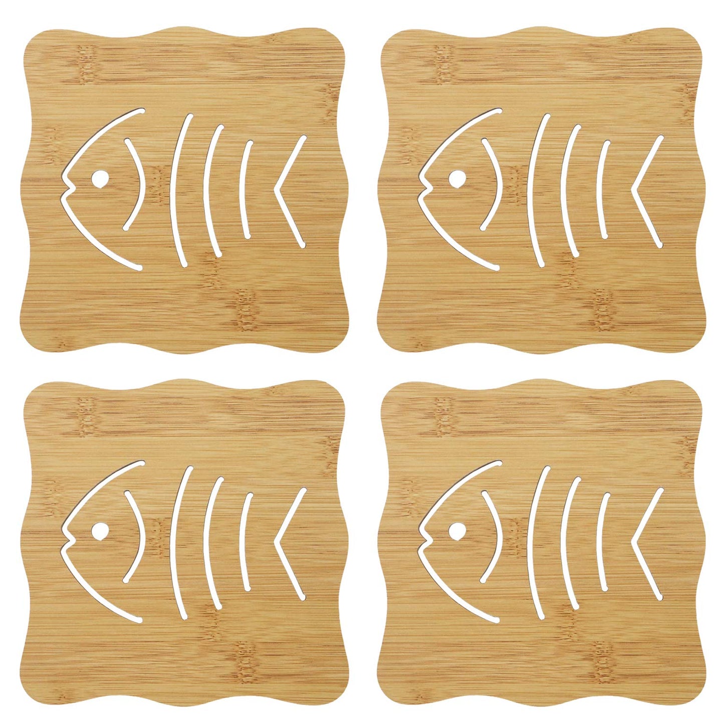 HOKIPO Eco-Friendly Bamboo Coasters for Dining Table Heat Pad for Kitchen - Pack of 2/4/6