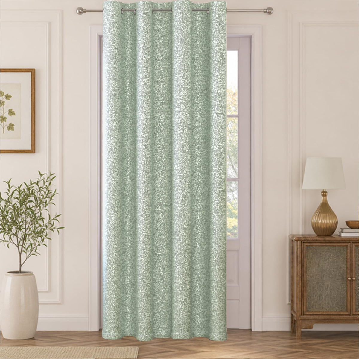 HOKIPO Eden Eyelet Curtains, 7 Feet Long - Sage Green - image 2