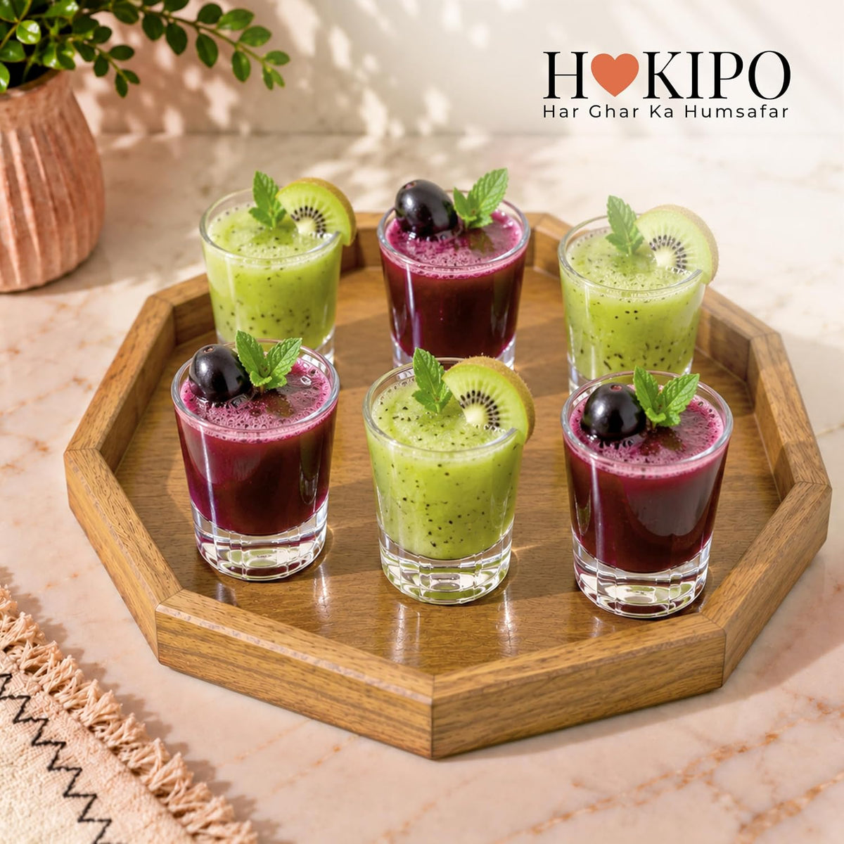HOKIPO Arbor Mango Wood 10 Sided Serving Tray with Raised Edge, 28 cm - image 8