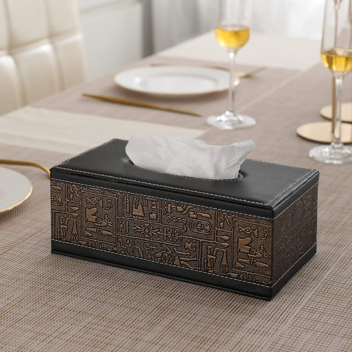 buy premium metallic PU leather tissue box | HOKIPO