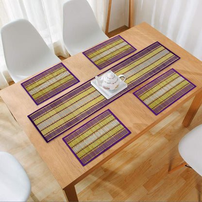Handmade Madurkathi River Grass Dining Table Mats, Purple