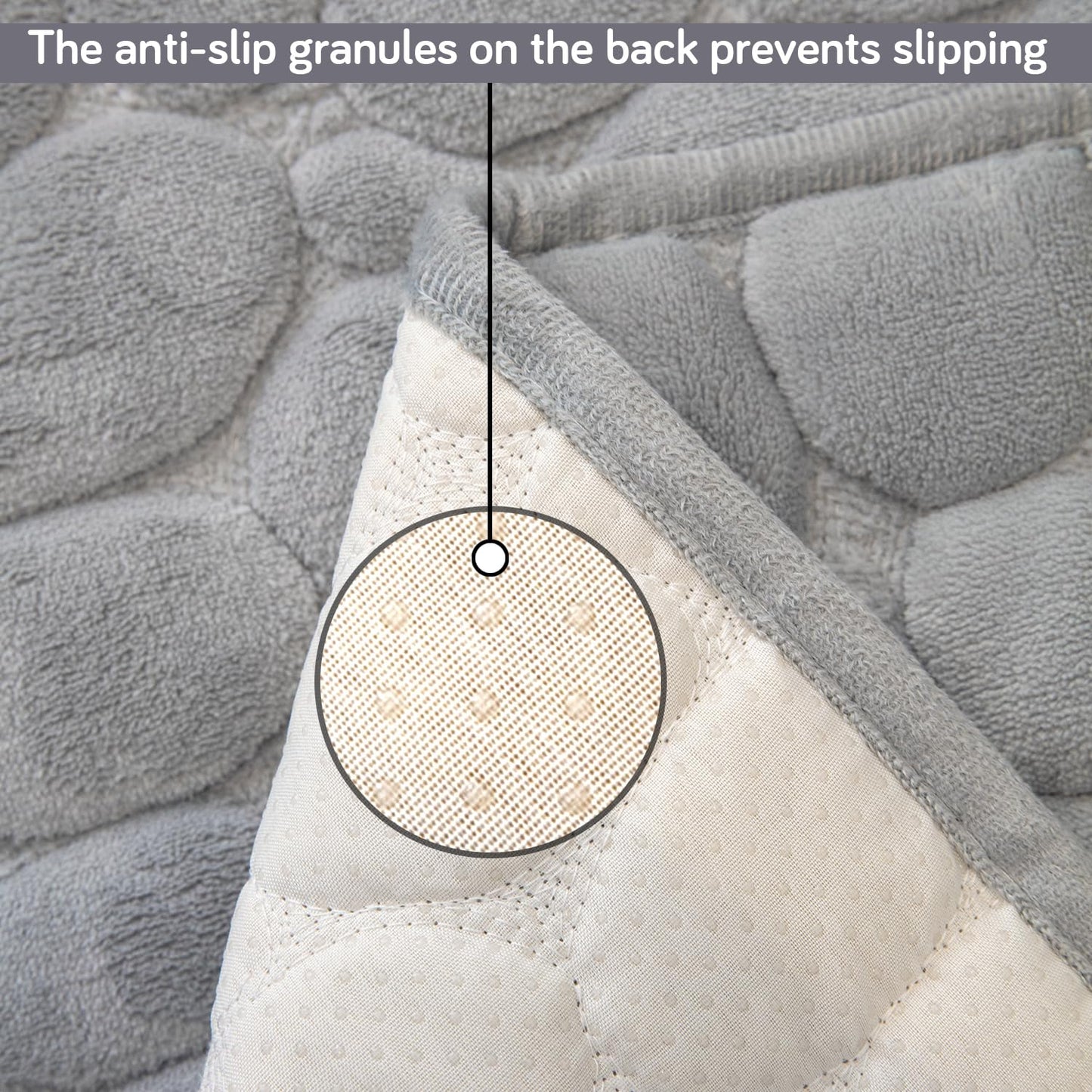 Premium Pebble Milk Velvet Anti Slip Sofa Mats, Moon Grey