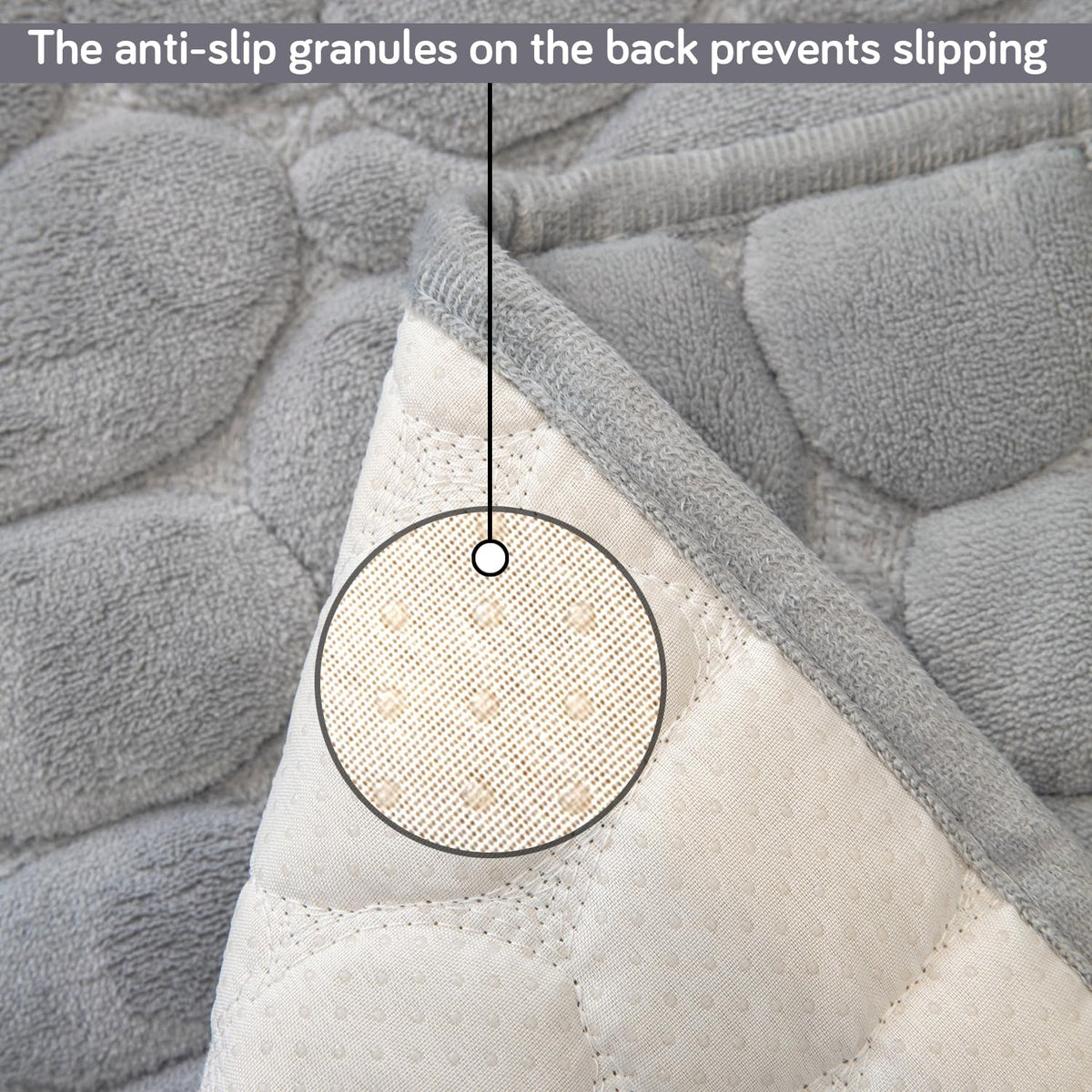 Premium Pebble Milk Velvet Anti Slip Sofa Mats, Moon Grey