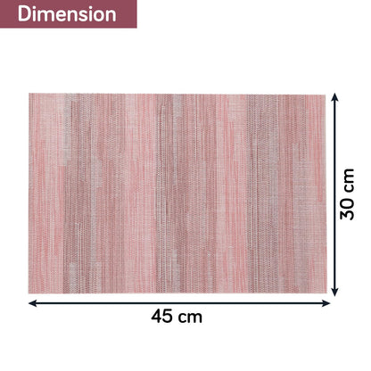 HOKIPO PVC Dining Table Mats and Runner Set of 4/6, Rosemilk Essence Vertical Lines