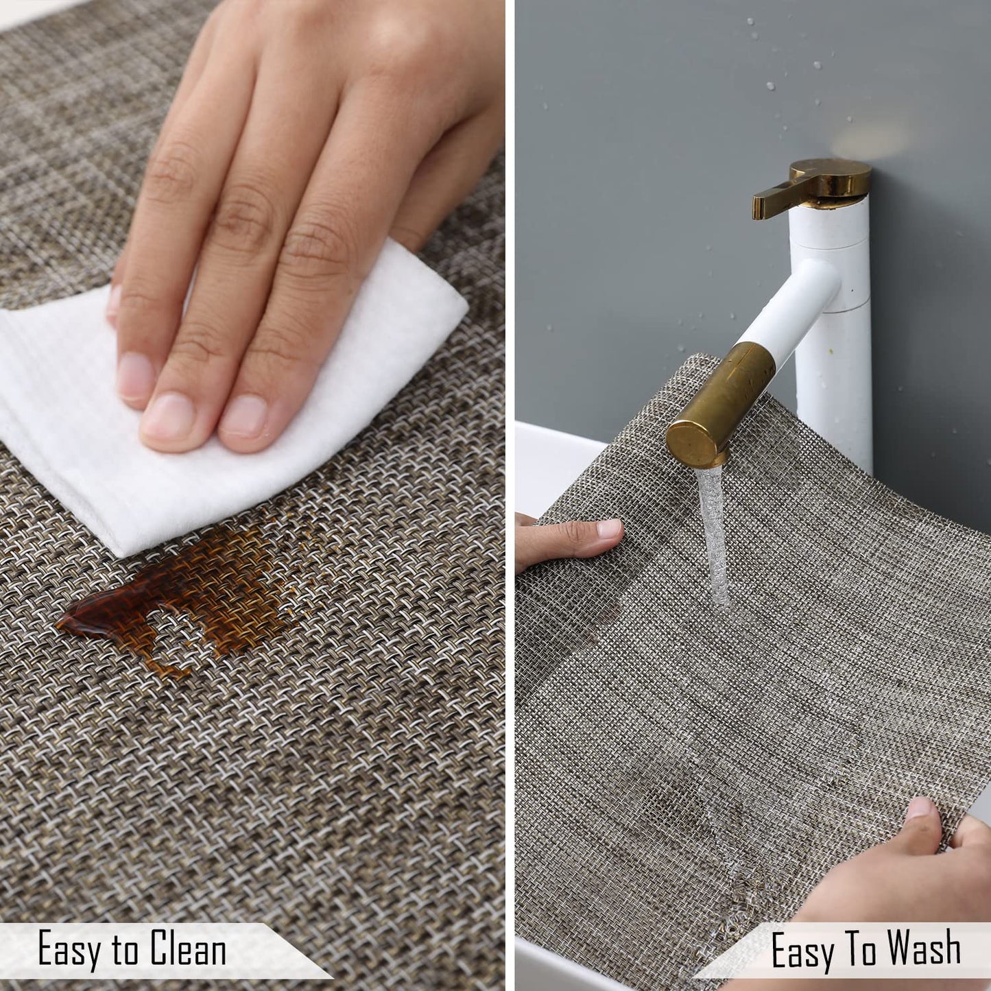 PVC Dining Table Mats, Ash Grey