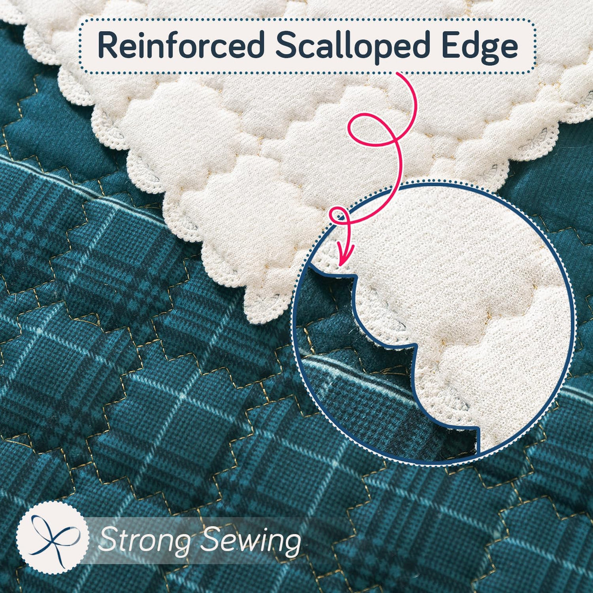 'Comfort Grid Series' Premium Quilted 5 (3+1+1) Seater Sofa Cover Set with Foam Filling | Peacock Blue