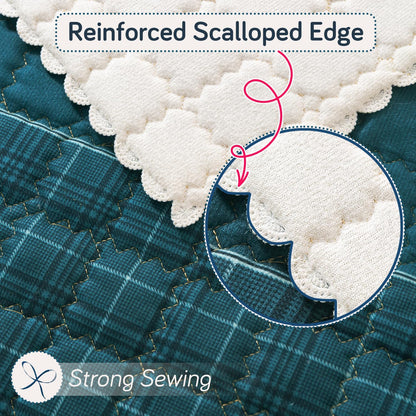 'Comfort Grid Series' Premium Quilted 5 (3+1+1) Seater Sofa Cover Set with Foam Filling | Peacock Blue