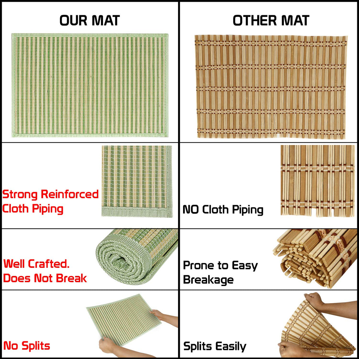 Heat Resistant Bamboo Dinner Mats, Green