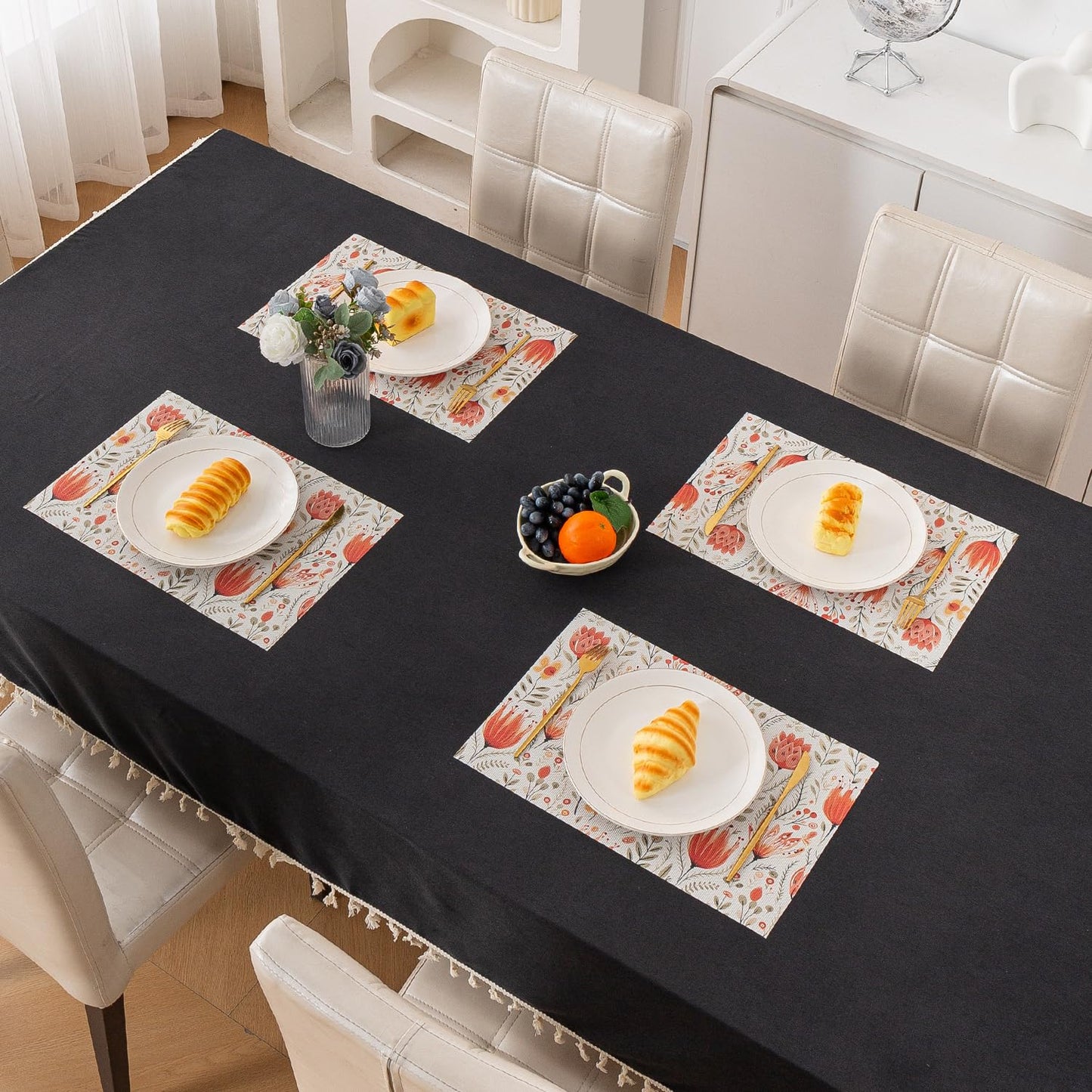 Artistic Flora PVC Washable Mats for Dining Table - Tulip Flora