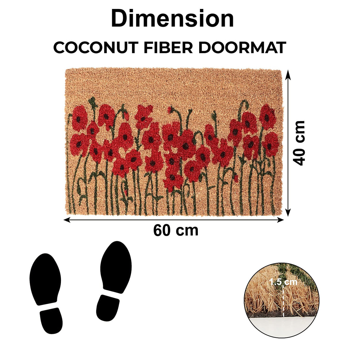 Coir Entrance Door Mat with Anti-Slip PVC Backing