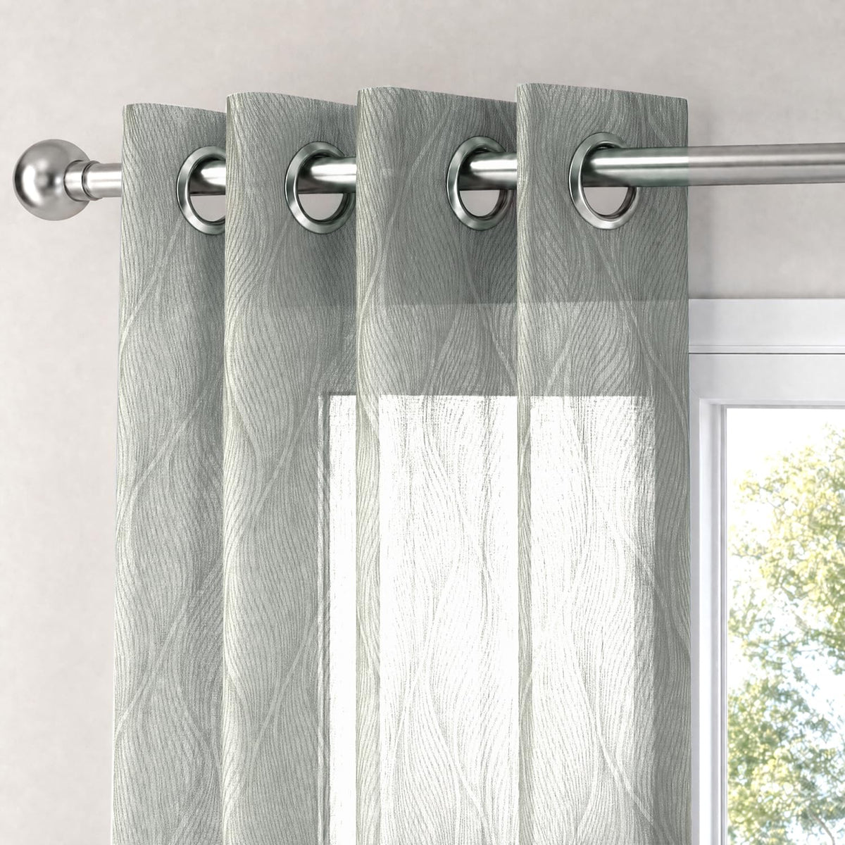 HOKIPO Petal Breeze Sheer Curtains, 7 Feet Long - Ivory Grace - image 6