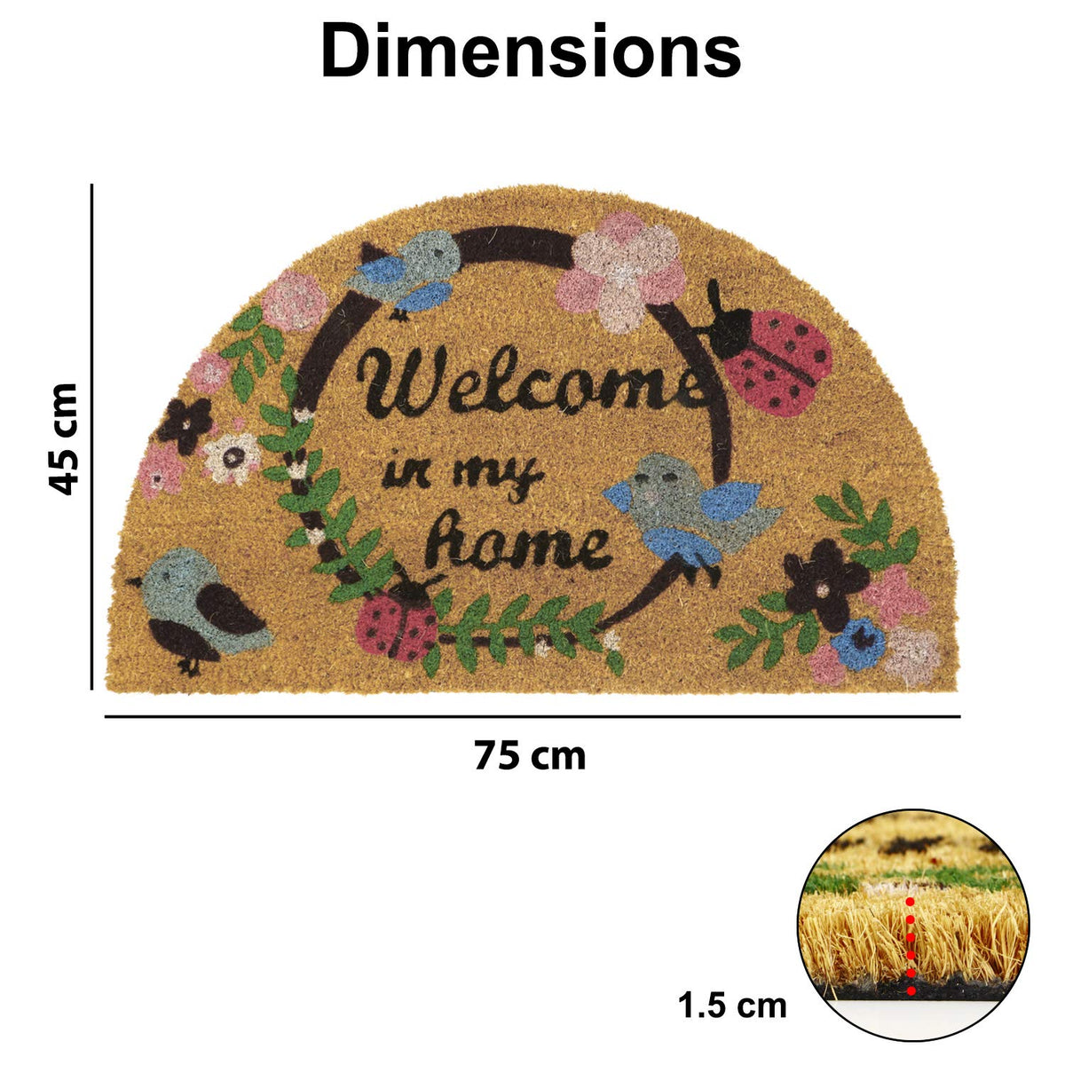 Large 45x75cm Coir Door Mats for Entrance Big Size Welcome Mat
