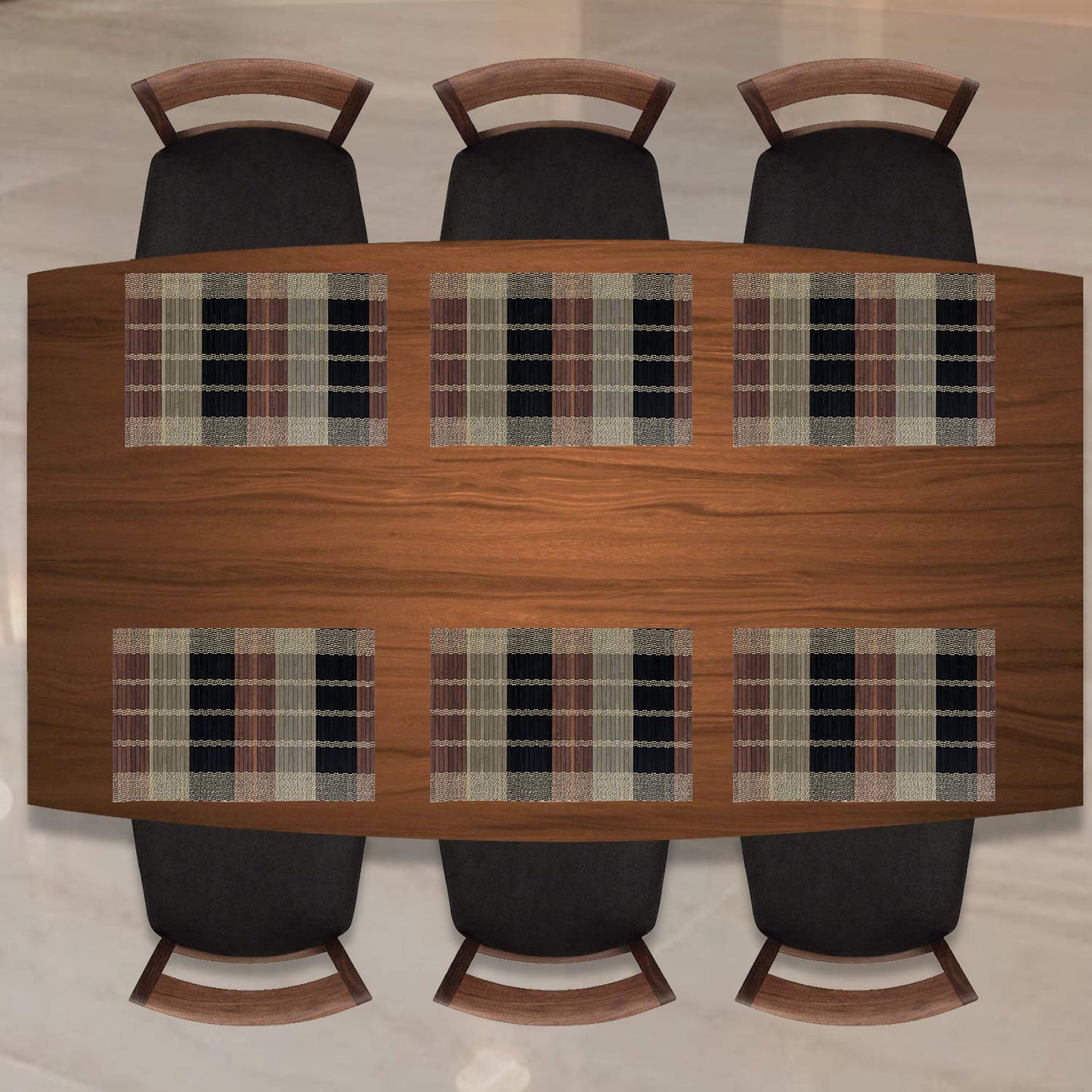 Reversible Bamboo Placemats Set of 6 Table Mats, 45x30 cm