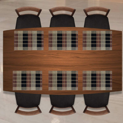 Reversible Bamboo Placemats Set of 6 Table Mats, 45x30 cm