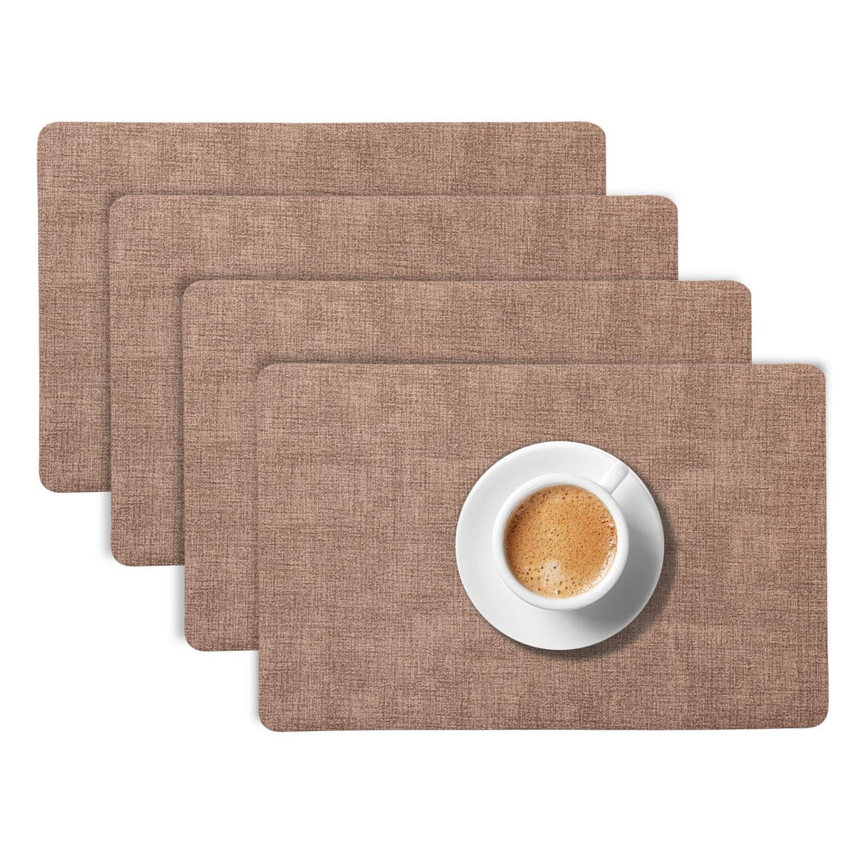Modern Weaves Royal Luxe Faux Leather Mats for Dining Table - Cocoa Brown